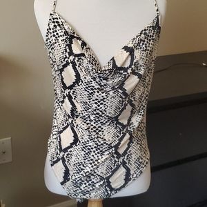NWOT Snakeskin Cowl Neck Bodysuit